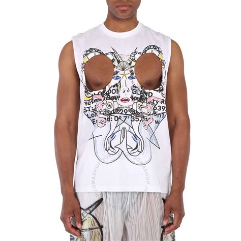 burberry cut-out graphic printed tank top|BURBERRY Men's White Cut.